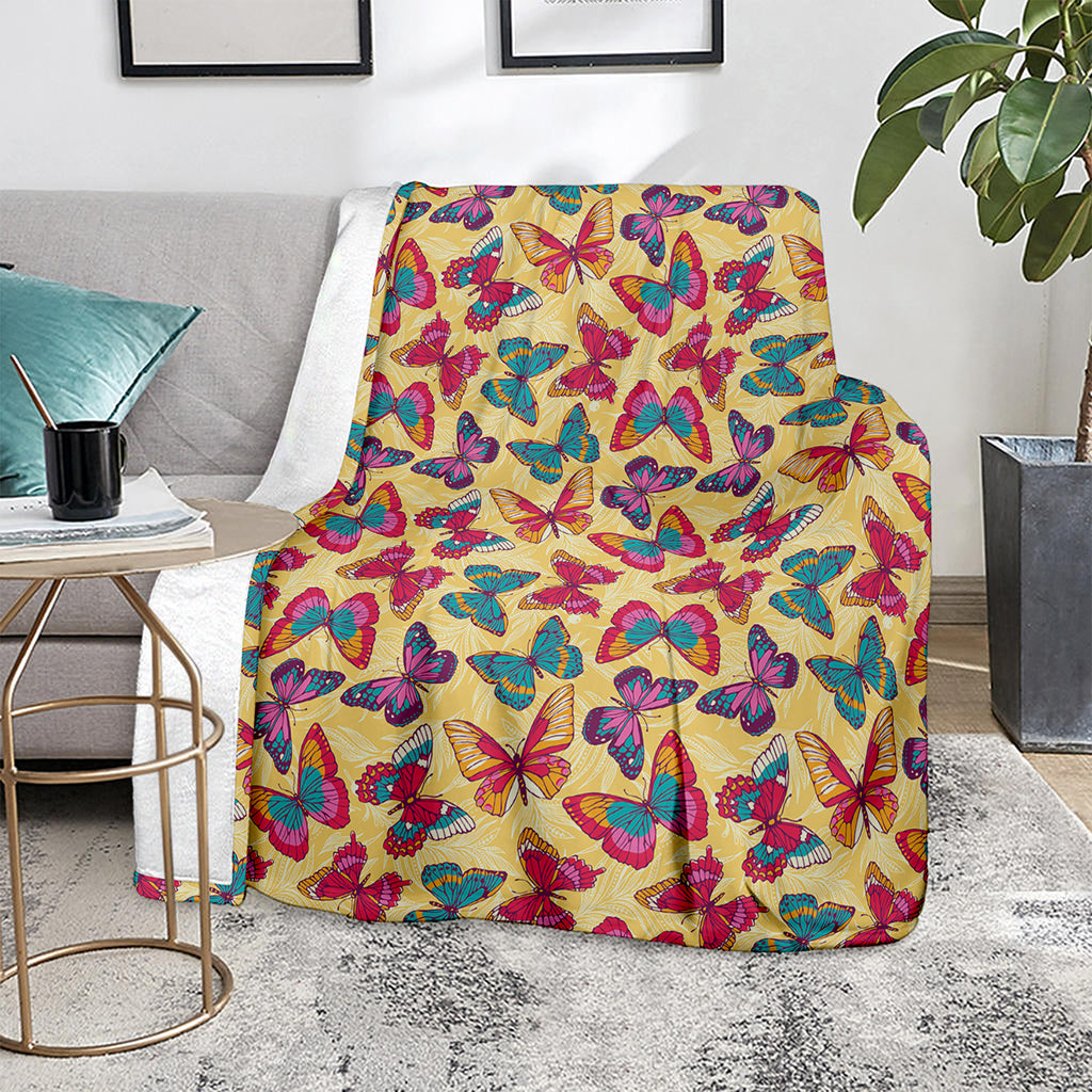 Retro Colorful Butterfly Pattern Print Blanket
