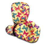 Retro Colorful Butterfly Pattern Print Boxing Gloves