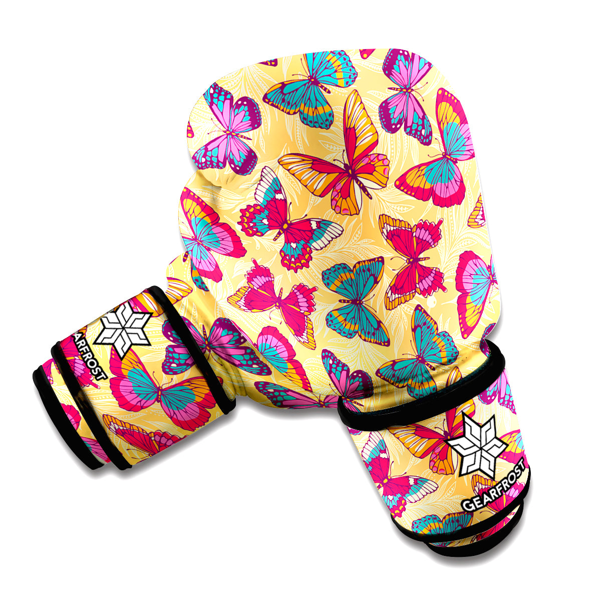 Retro Colorful Butterfly Pattern Print Boxing Gloves