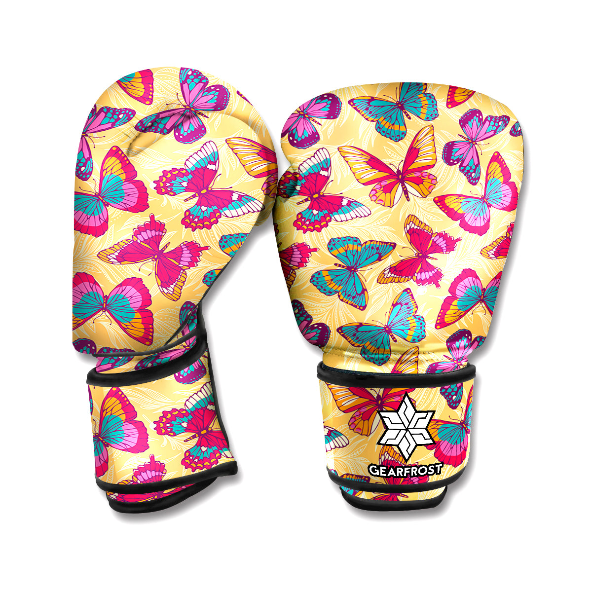 Retro Colorful Butterfly Pattern Print Boxing Gloves