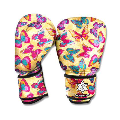 Retro Colorful Butterfly Pattern Print Boxing Gloves