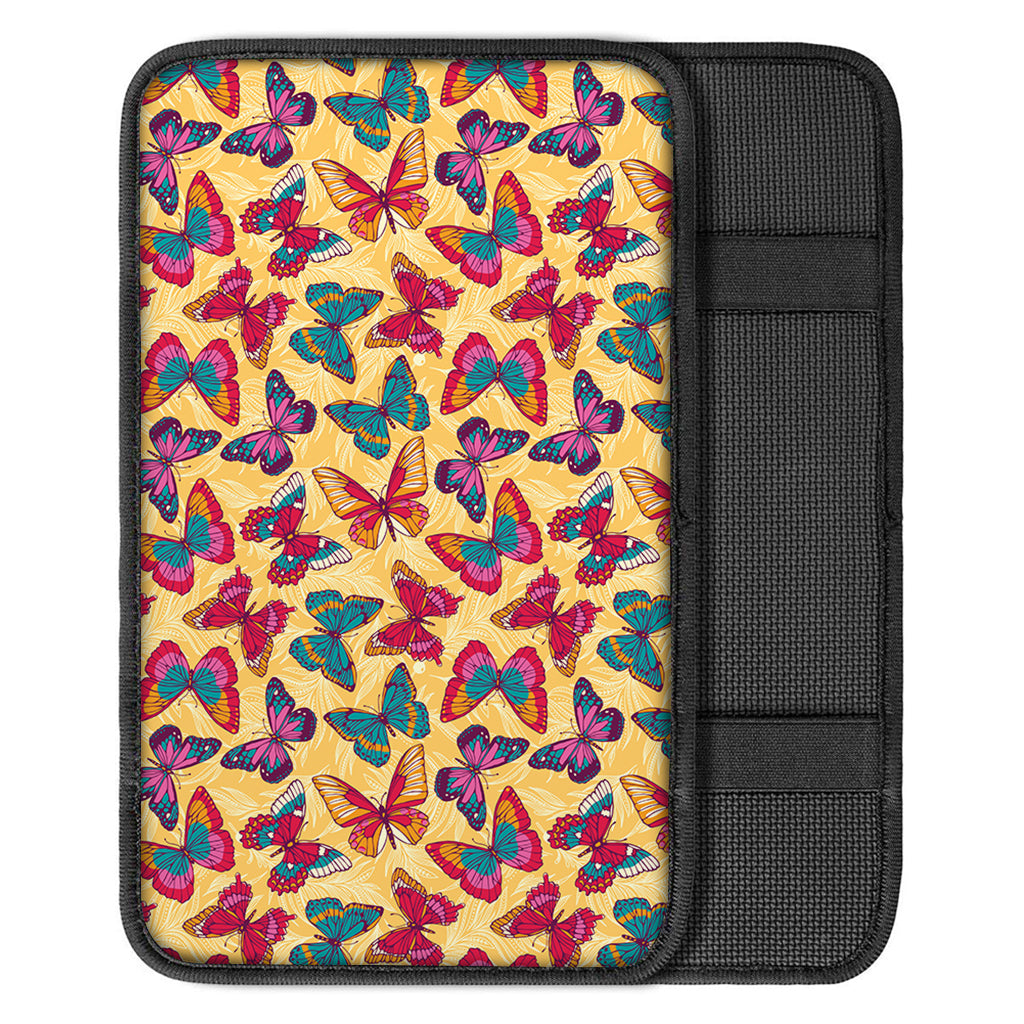 Retro Colorful Butterfly Pattern Print Car Center Console Cover