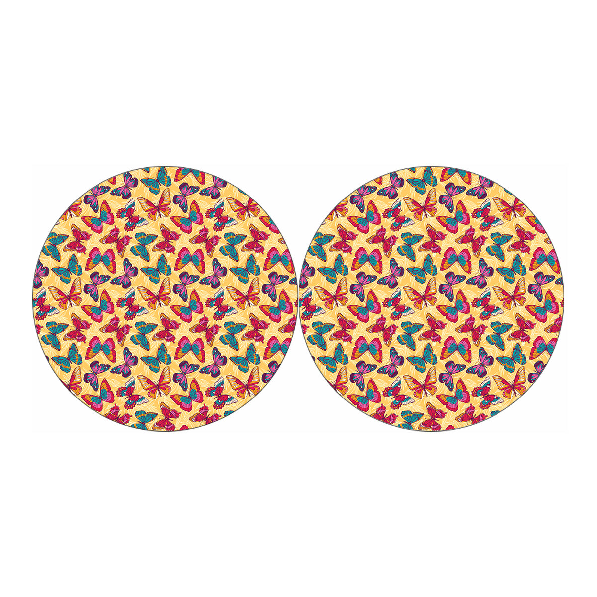 Retro Colorful Butterfly Pattern Print Car Coasters