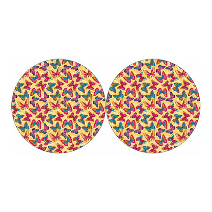 Retro Colorful Butterfly Pattern Print Car Coasters