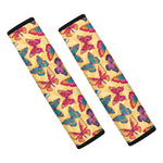 Retro Colorful Butterfly Pattern Print Car Seat Belt Covers