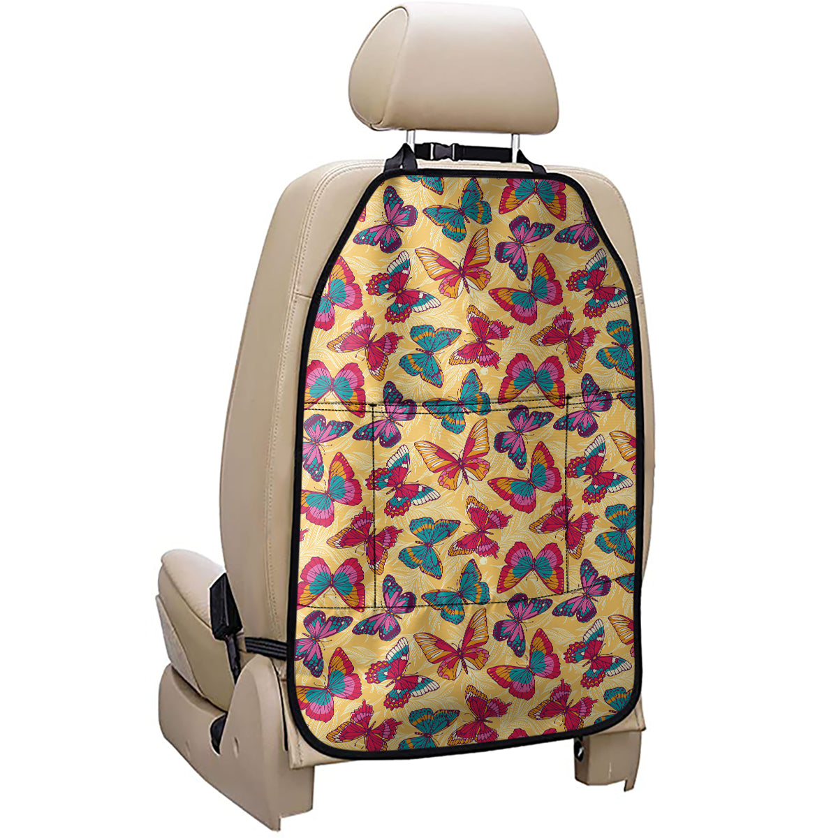 Retro Colorful Butterfly Pattern Print Car Seat Organizers