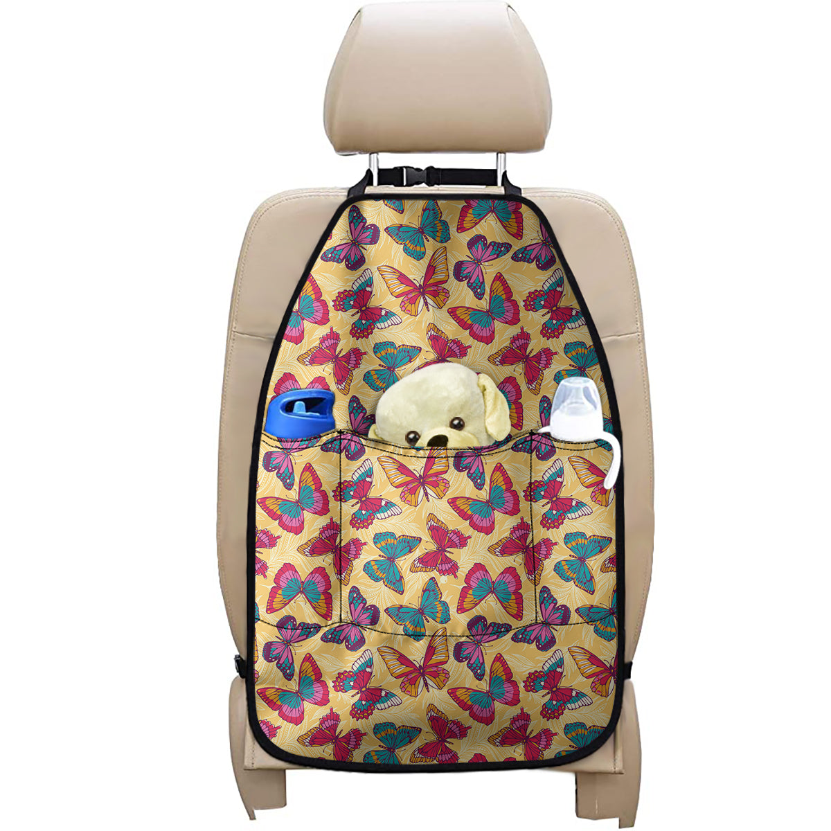 Retro Colorful Butterfly Pattern Print Car Seat Organizers