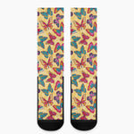 Retro Colorful Butterfly Pattern Print Crew Socks