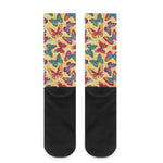 Retro Colorful Butterfly Pattern Print Crew Socks