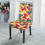 Retro Colorful Butterfly Pattern Print Dining Chair Slipcover