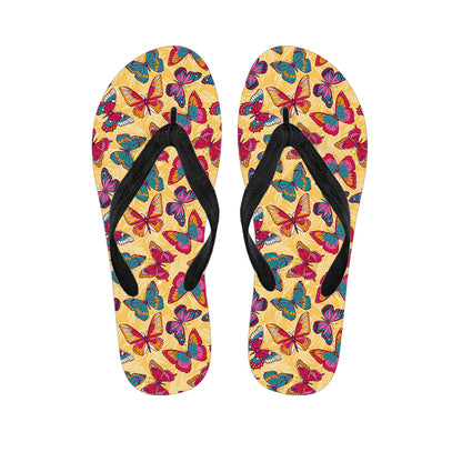 Retro Colorful Butterfly Pattern Print Flip Flops