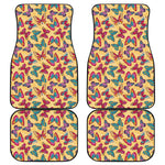 Retro Colorful Butterfly Pattern Print Front and Back Car Floor Mats