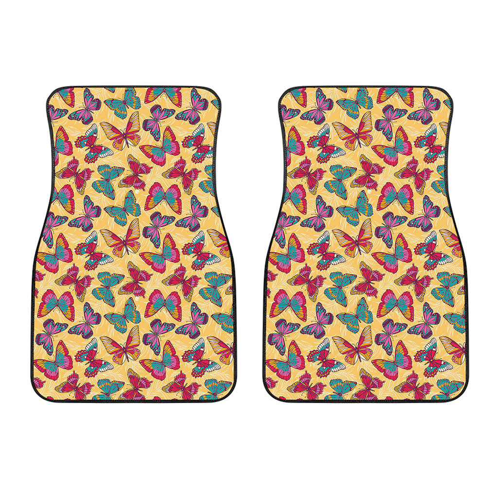 Retro Colorful Butterfly Pattern Print Front Car Floor Mats