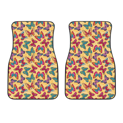 Retro Colorful Butterfly Pattern Print Front Car Floor Mats