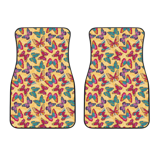 Retro Colorful Butterfly Pattern Print Front Car Floor Mats