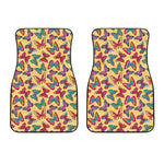 Retro Colorful Butterfly Pattern Print Front Car Floor Mats