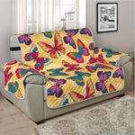 Retro Colorful Butterfly Pattern Print Half Sofa Protector