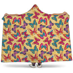 Retro Colorful Butterfly Pattern Print Hooded Blanket