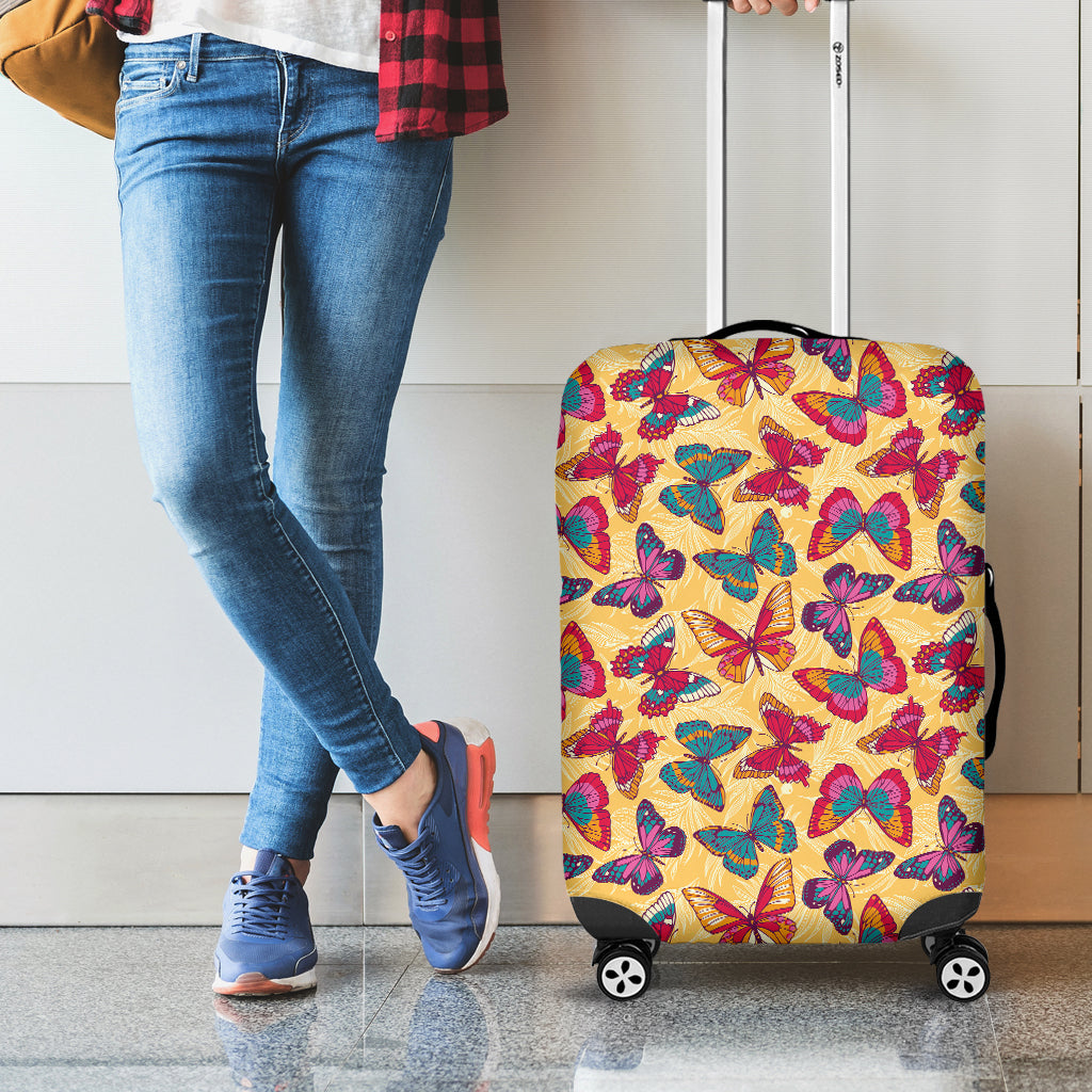 Retro Colorful Butterfly Pattern Print Luggage Cover