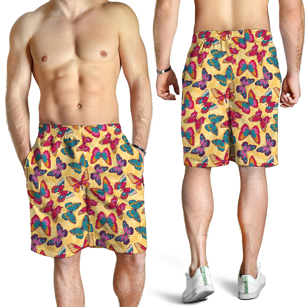 Retro Colorful Butterfly Pattern Print Men's Shorts