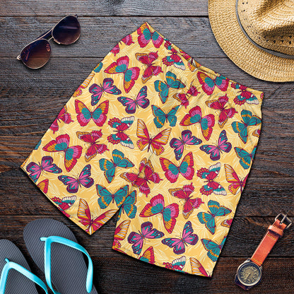 Retro Colorful Butterfly Pattern Print Men's Shorts