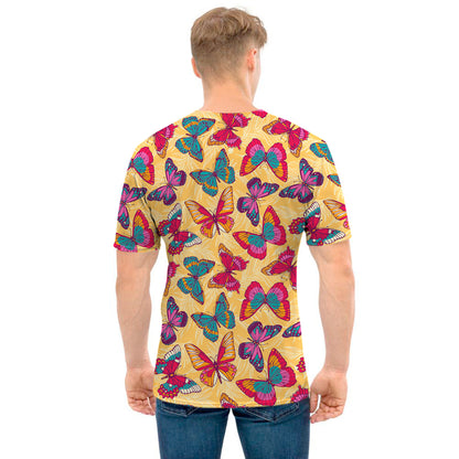 Retro Colorful Butterfly Pattern Print Men's T-Shirt