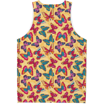 Retro Colorful Butterfly Pattern Print Men's Tank Top