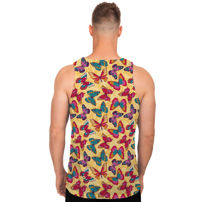 Retro Colorful Butterfly Pattern Print Men's Tank Top