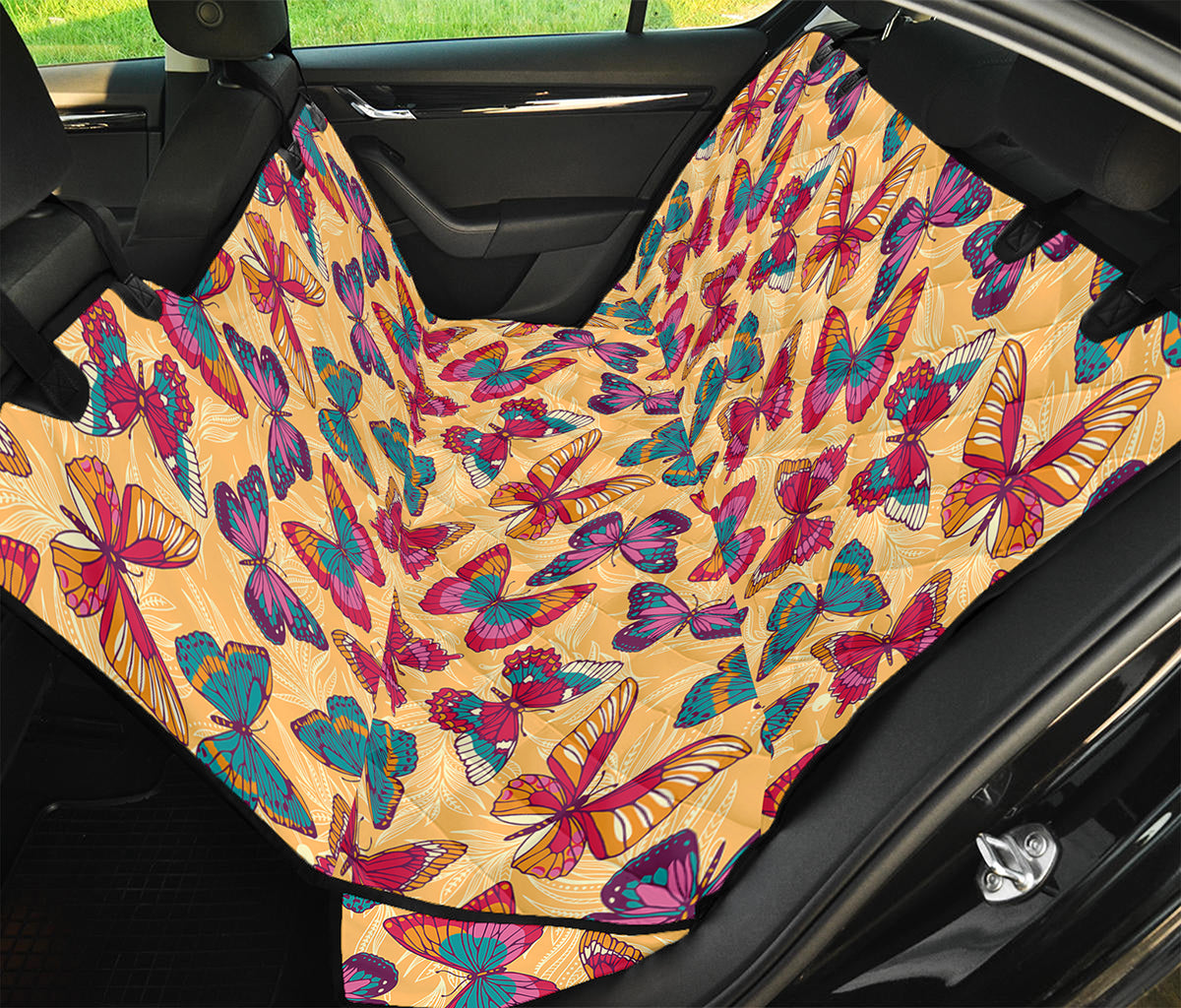 Retro Colorful Butterfly Pattern Print Pet Car Back Seat Cover