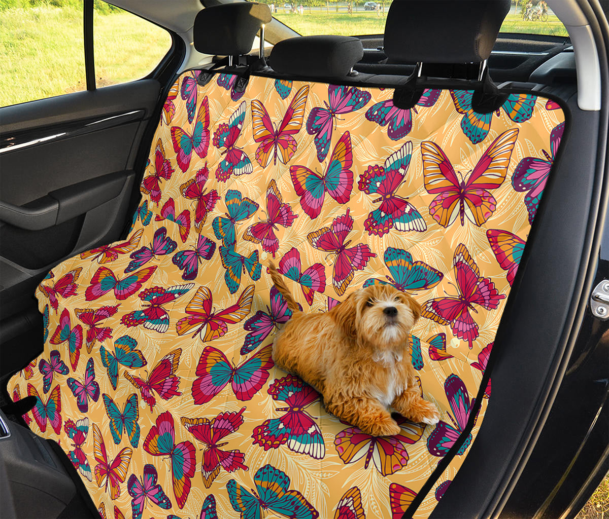 Retro Colorful Butterfly Pattern Print Pet Car Back Seat Cover