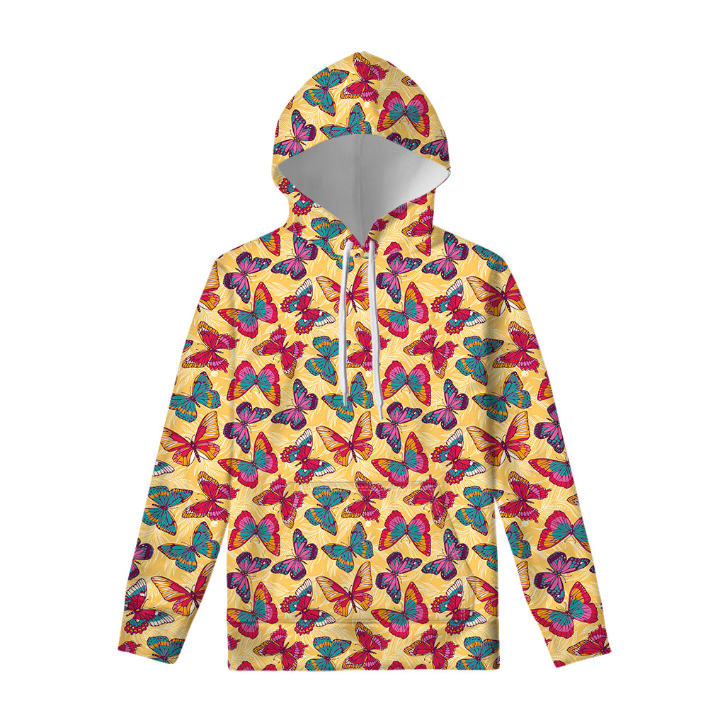 Retro Colorful Butterfly Pattern Print Pullover Hoodie