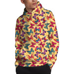 Retro Colorful Butterfly Pattern Print Pullover Hoodie