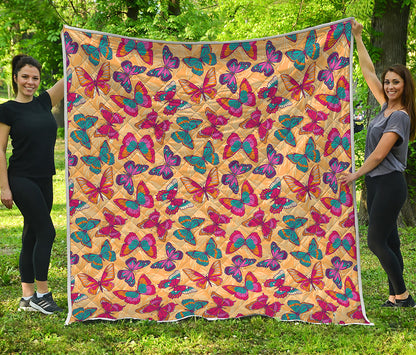 Retro Colorful Butterfly Pattern Print Quilt