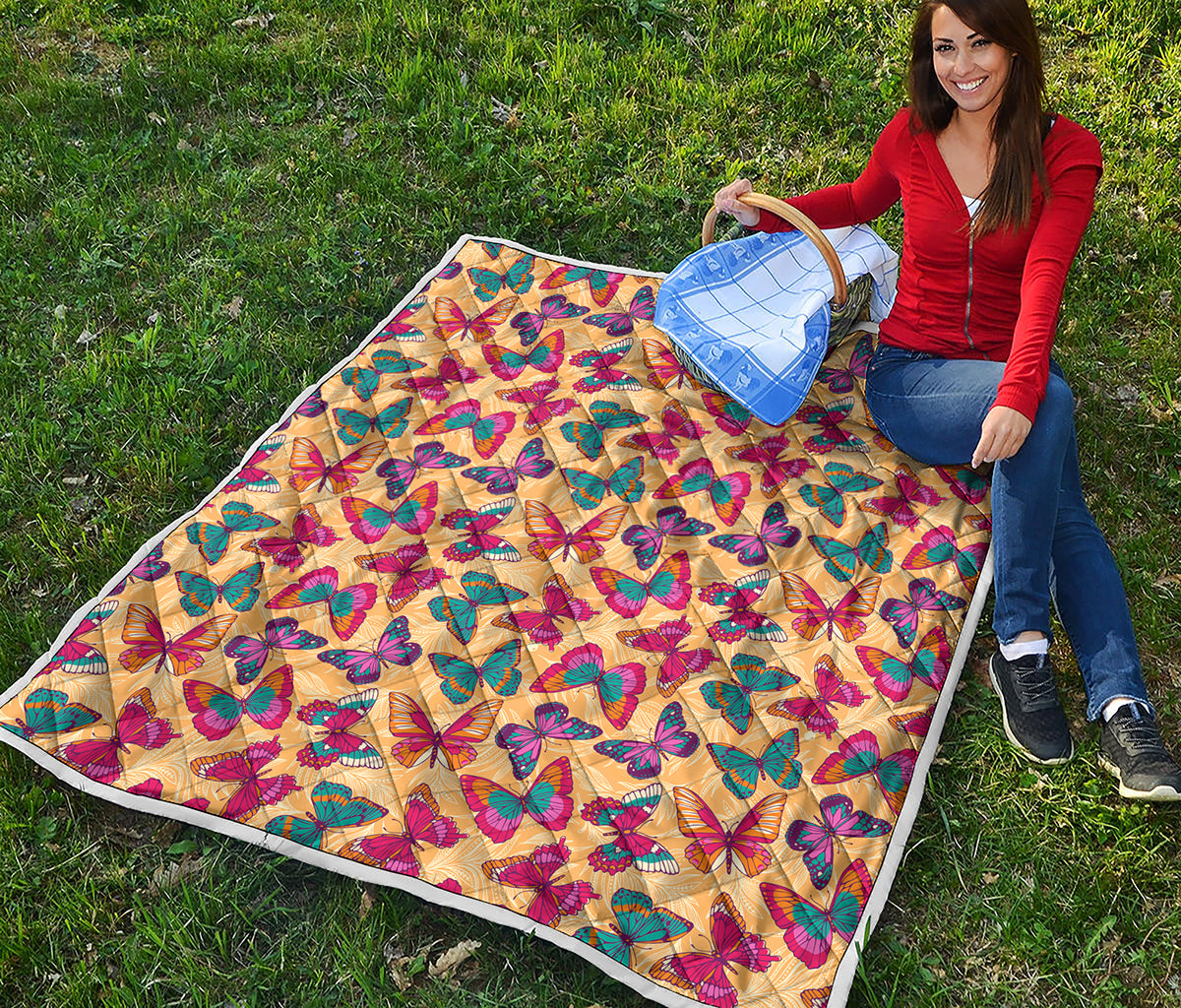 Retro Colorful Butterfly Pattern Print Quilt