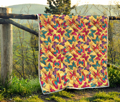 Retro Colorful Butterfly Pattern Print Quilt