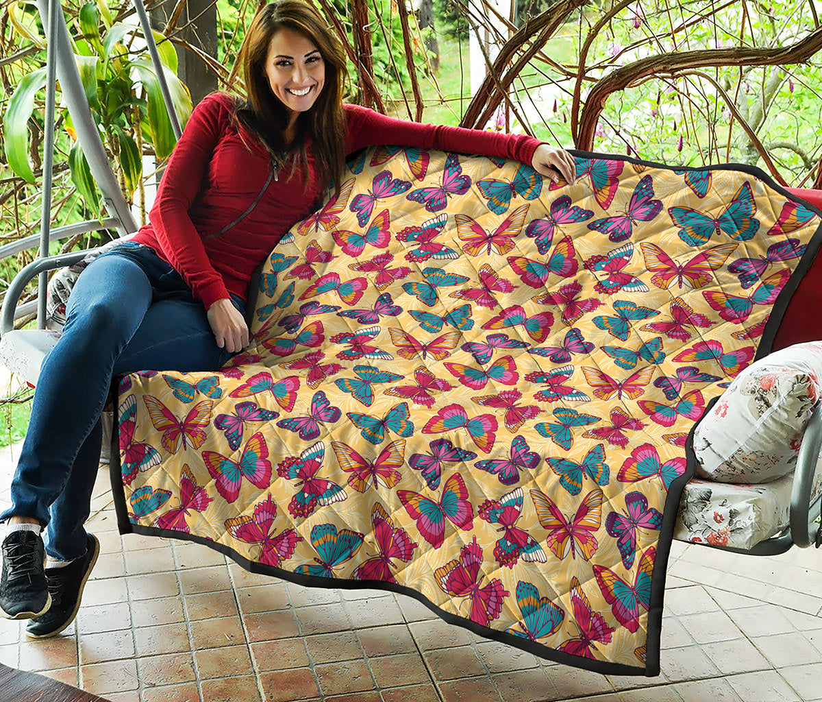 Retro Colorful Butterfly Pattern Print Quilt