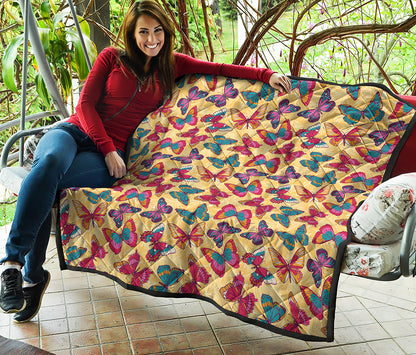 Retro Colorful Butterfly Pattern Print Quilt