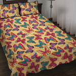 Retro Colorful Butterfly Pattern Print Quilt Bed Set