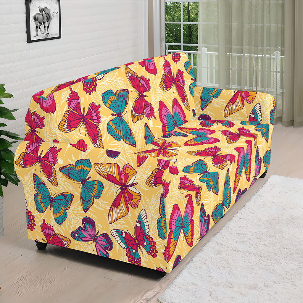 Retro Colorful Butterfly Pattern Print Sofa Cover