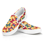 Retro Colorful Butterfly Pattern Print White Slip On Shoes