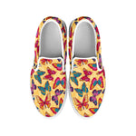 Retro Colorful Butterfly Pattern Print White Slip On Shoes
