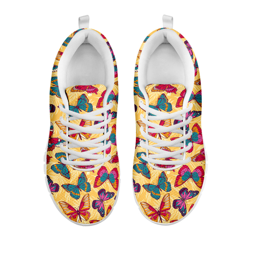 Retro Colorful Butterfly Pattern Print White Sneakers