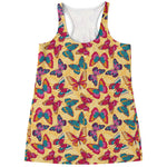 Retro Colorful Butterfly Pattern Print Women's Racerback Tank Top