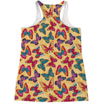 Retro Colorful Butterfly Pattern Print Women's Racerback Tank Top