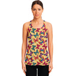 Retro Colorful Butterfly Pattern Print Women's Racerback Tank Top