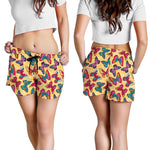 Retro Colorful Butterfly Pattern Print Women's Shorts