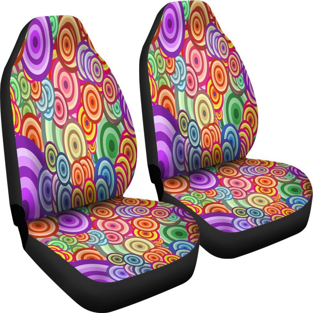 Retro Colorful Circles Universal Fit Car Seat Covers GearFrost