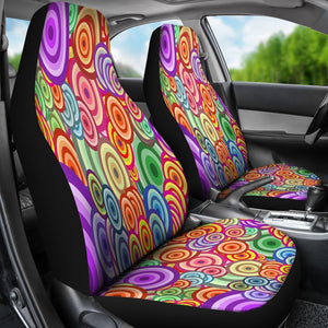 Retro Colorful Circles Universal Fit Car Seat Covers GearFrost