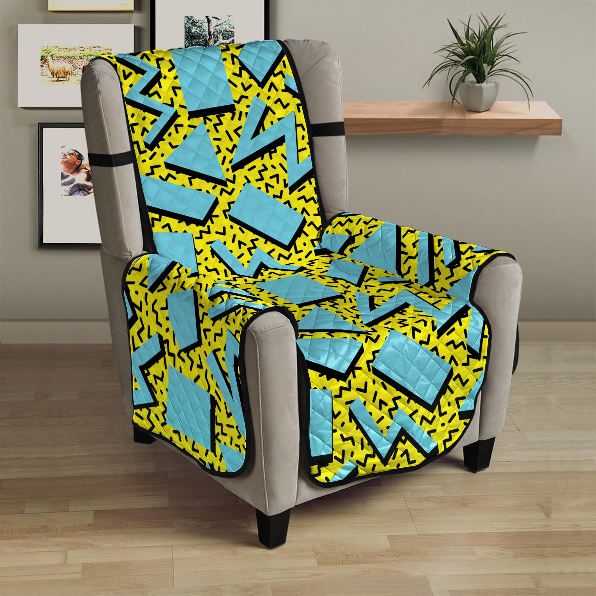 Retro Funky Pattern Print Armchair Protector