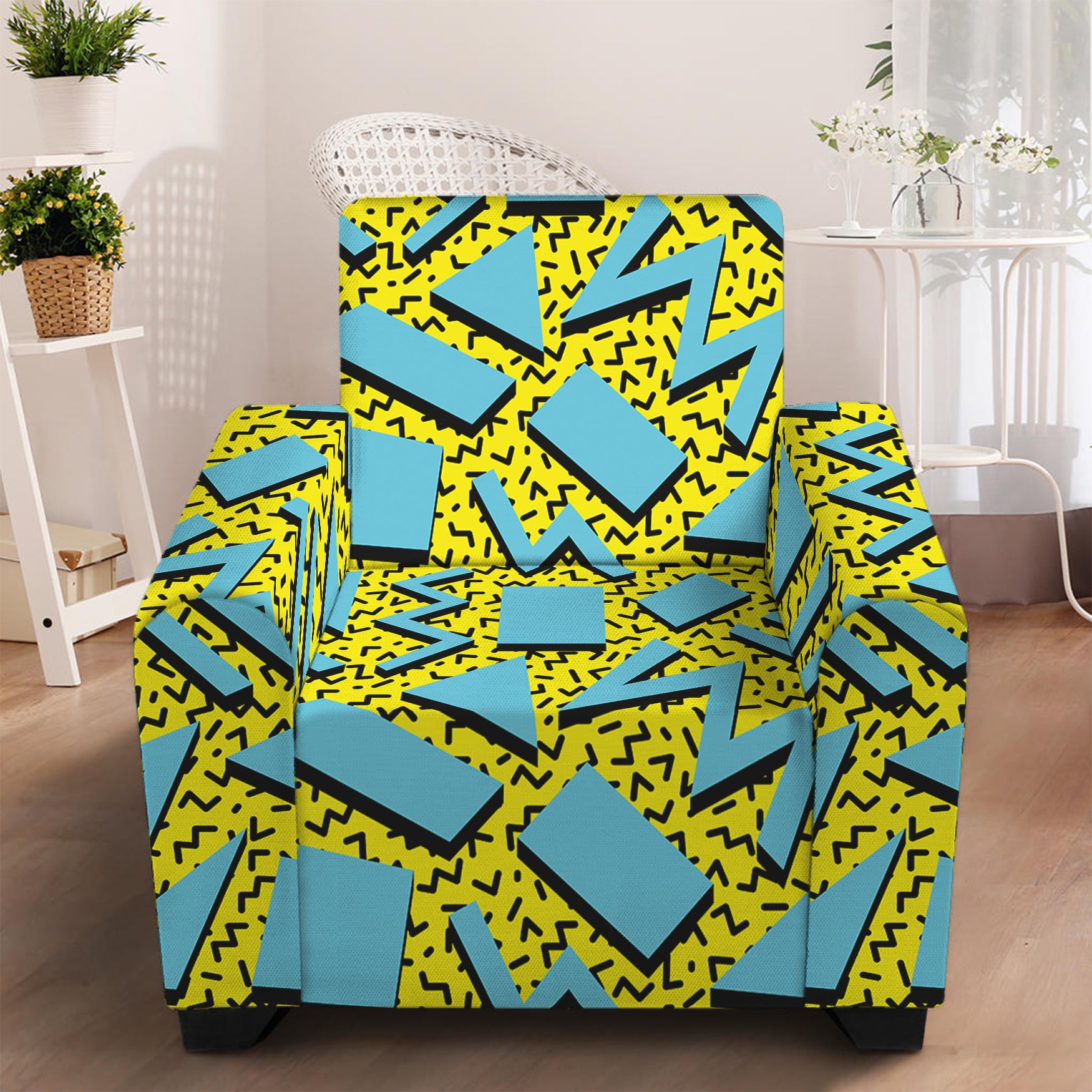 Retro Funky Pattern Print Armchair Slipcover